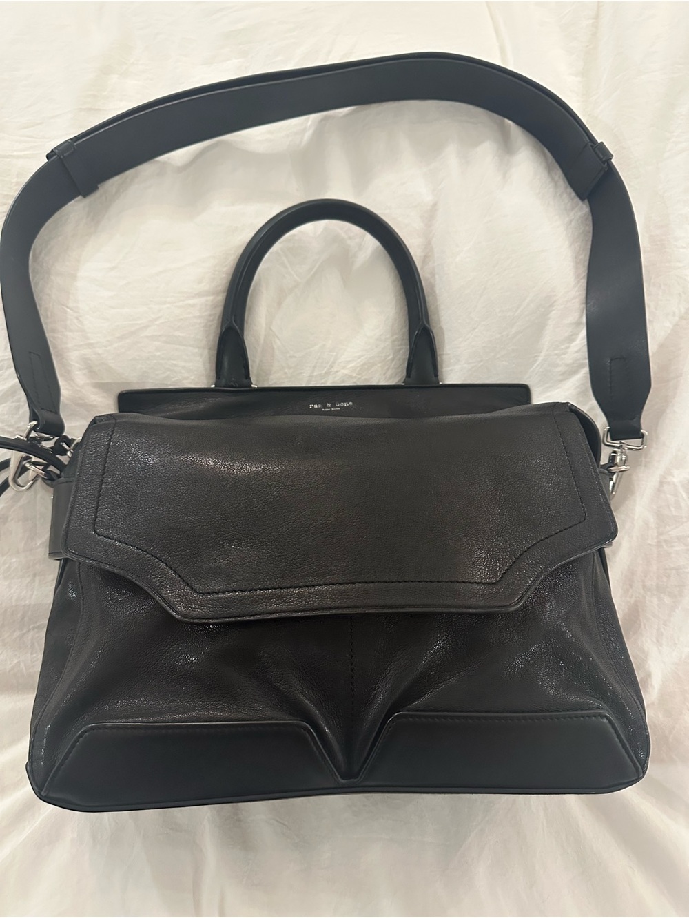 Rag & Bone Black Leather Pilot Satchel